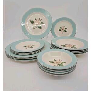Lifetime  Co. Alliance Ohio Turquoise 16-pc Dinnerware Set Made In USA 1950's